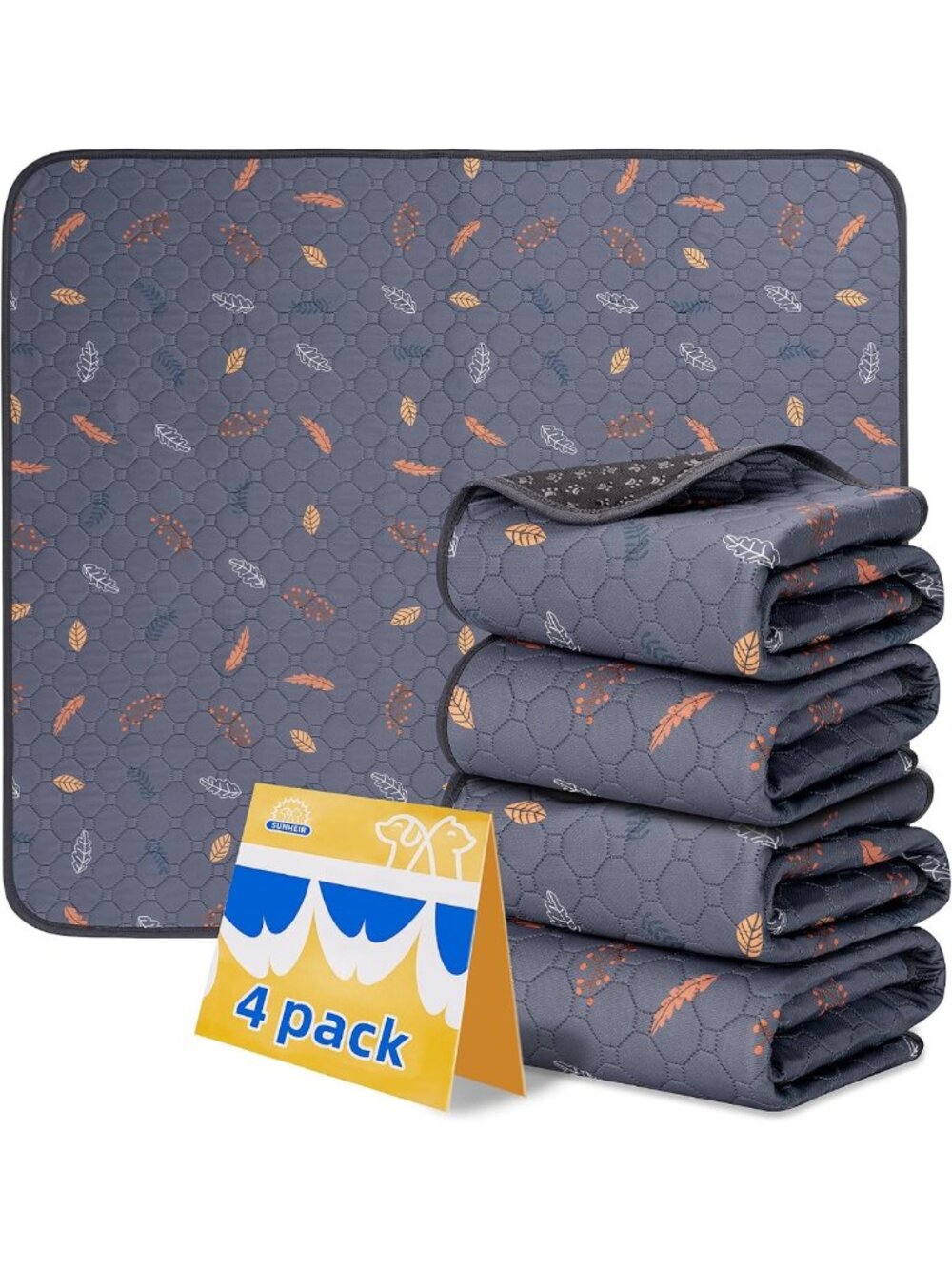 Reusable Washable Dog Pee Pads 4-Pack | Eco-Friendly Puppy & Cat Training Pads